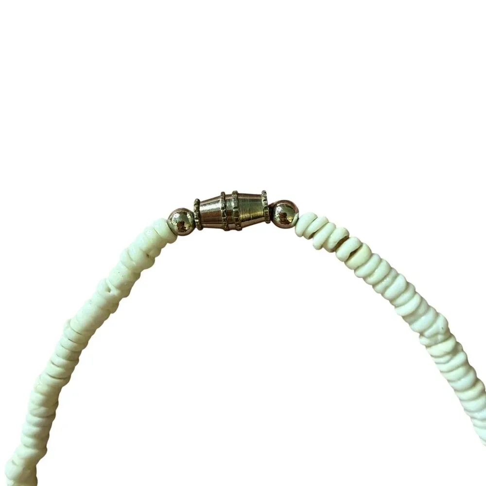 Vintage Puka Shell Bracelet Barrel Clasp White 9.5
